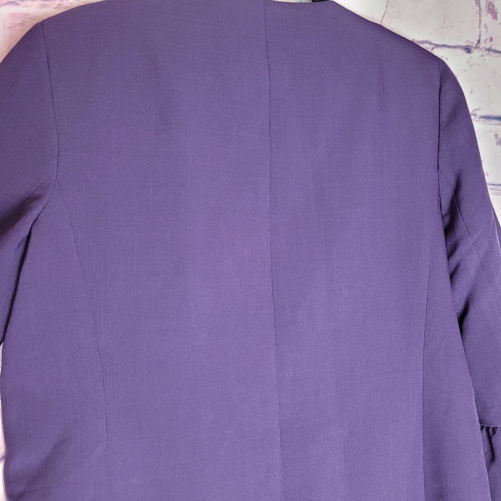 ANNE KLEIN BLACKBERRY CORDIAL OPEN FRONT WORK CAREER DRESS LONG LENGTH JACKET M - Picture 8 of 13